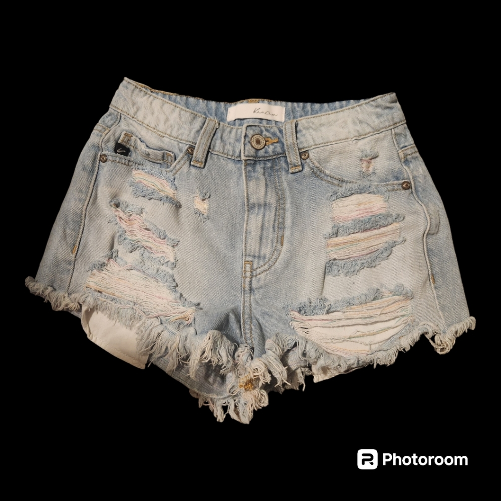 NWOT KanCan Multi-Color Thread Denim Shorts.  Size 0